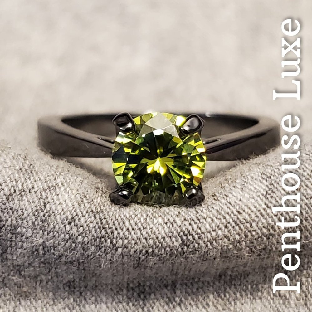 FINAL RESTOCK!! Black Gold Green CZ Solitaire Ring
